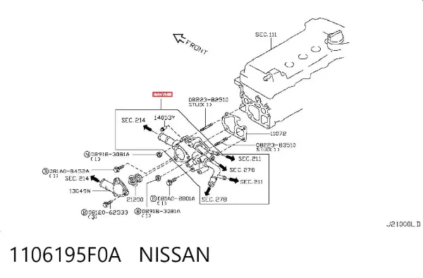 Caixa do termostato 1106195F0A Nissan/Infiniti