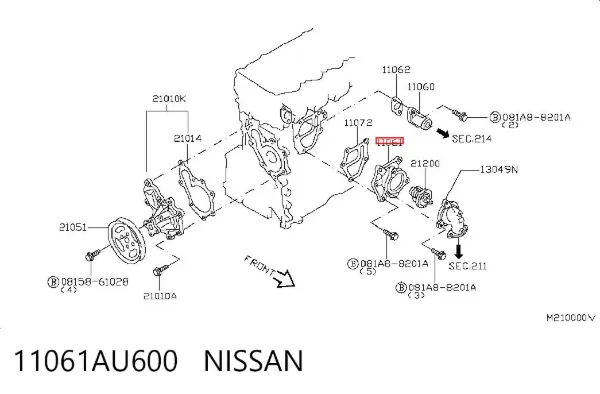 Caixa do termostato 11061AU600 Nissan/Infiniti