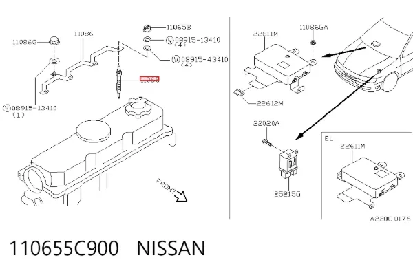 Vela de incandescência 110655C900 Nissan/Infiniti