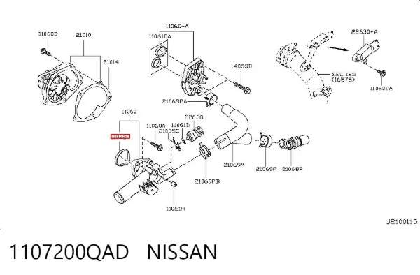 Vedante de termostato 1107200QAD Nissan/Infiniti