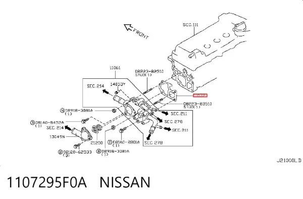 Vedante de termostato 1107295F0A Nissan/Infiniti
