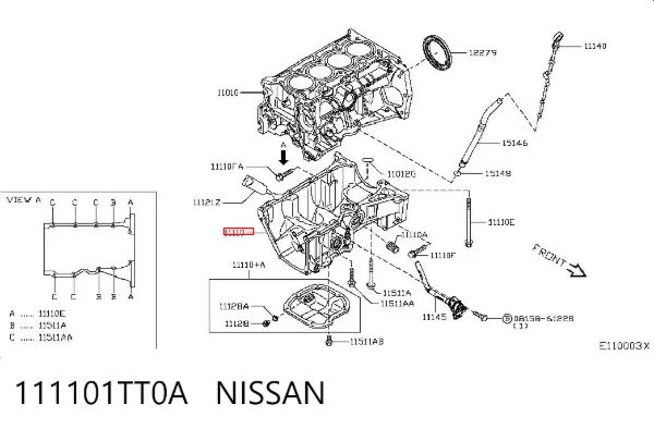 Panela de óleo de cárter do motor 111101TT0A Nissan/Infiniti