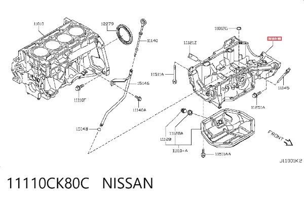 Panela de óleo de cárter do motor 11110CK80C Nissan/Infiniti