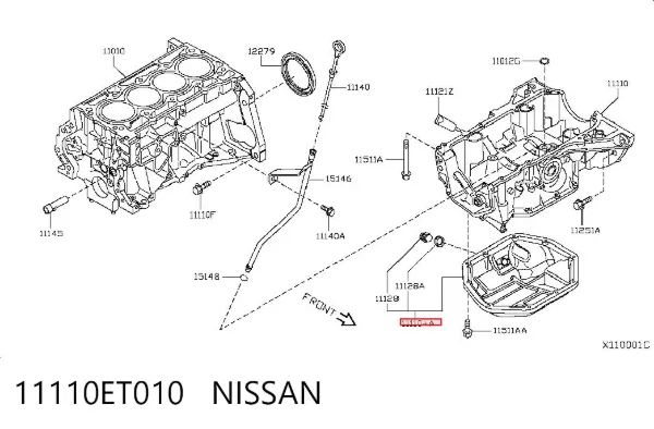 Panela de óleo de cárter do motor 11110ET010 Nissan/Infiniti