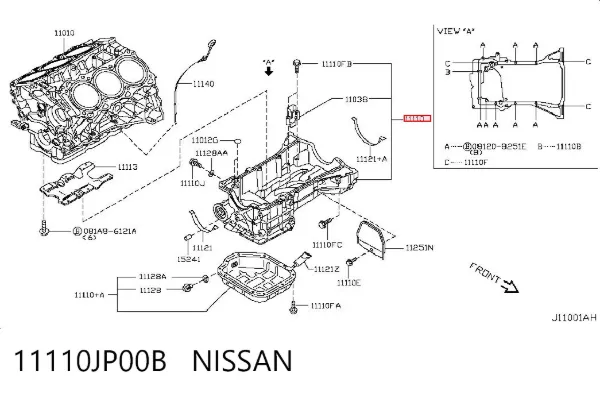 Panela de óleo de cárter do motor 11110JP00B Nissan/Infiniti