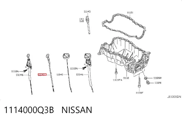 Sonda (indicador) do nível de óleo no motor 1114000Q3B Nissan/Infiniti