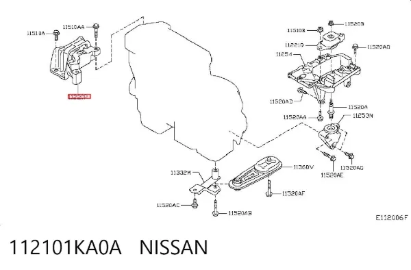 Coxim (suporte) direito superior de motor 112101KA0A Nissan/Infiniti