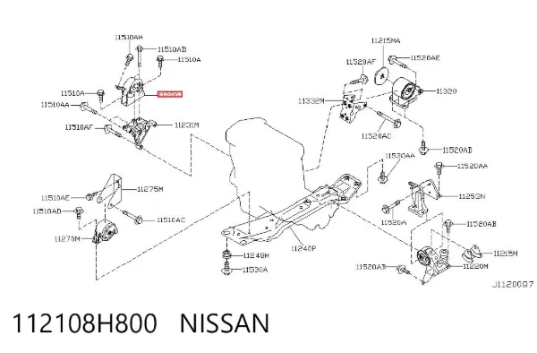 Coxim (suporte) direito de motor 112108H800 Nissan/Infiniti