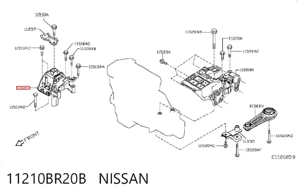 Coxim (suporte) direito de motor 11210BR20B Nissan/Infiniti