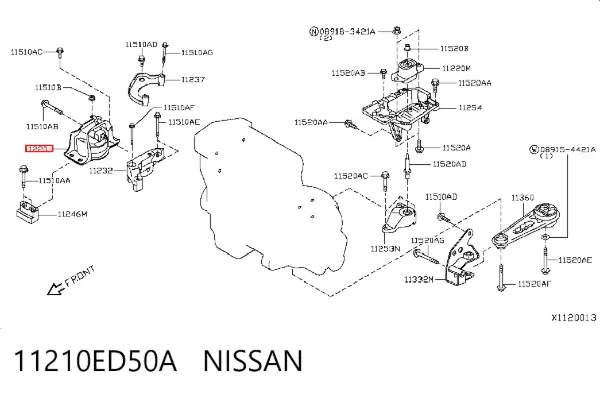 Coxim (suporte) direito de motor 11210ED50A Nissan/Infiniti