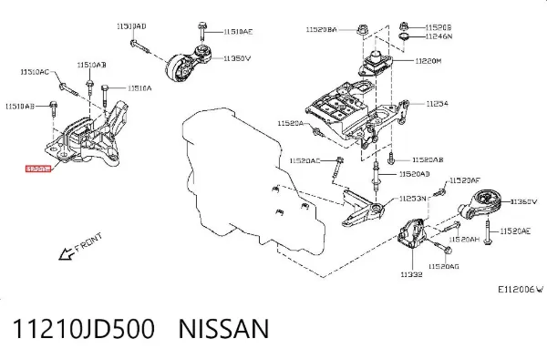 Coxim (suporte) dianteiro de motor 11210JD500 Nissan/Infiniti