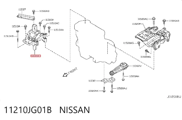 Coxim (suporte) direito de motor 11210JG01B Nissan/Infiniti
