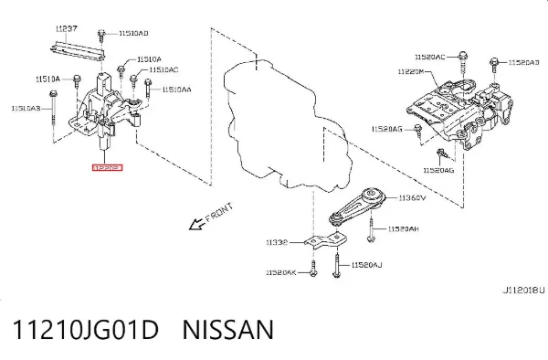Coxim (suporte) direito de motor 11210JG01D Nissan/Infiniti