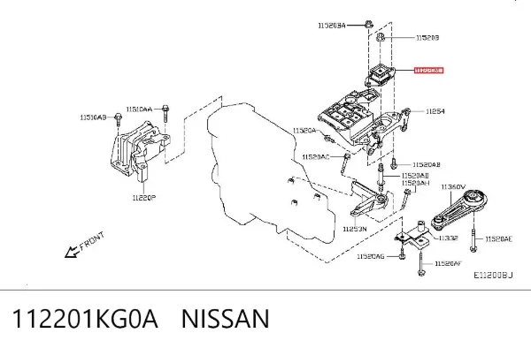 Coxim (suporte) esquerdo de motor 112201KG0A Nissan/Infiniti