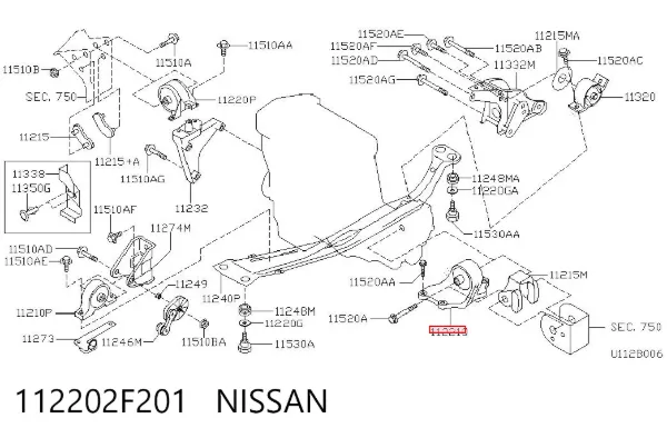 Coxim (suporte) esquerdo de motor 112202F201 Nissan/Infiniti