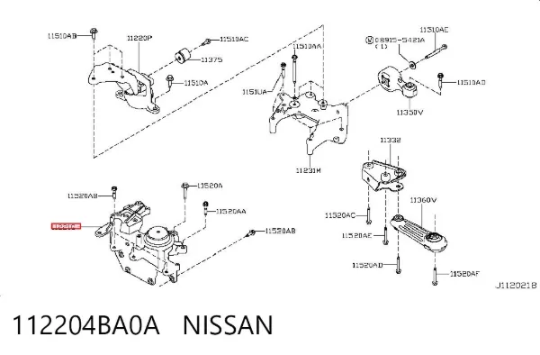Coxim (suporte) esquerdo de motor 112204BA0A Nissan/Infiniti
