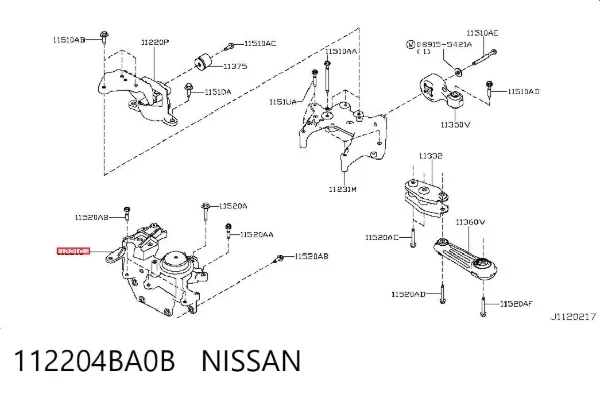 Coxim (suporte) esquerdo de motor 112204BA0B Nissan/Infiniti