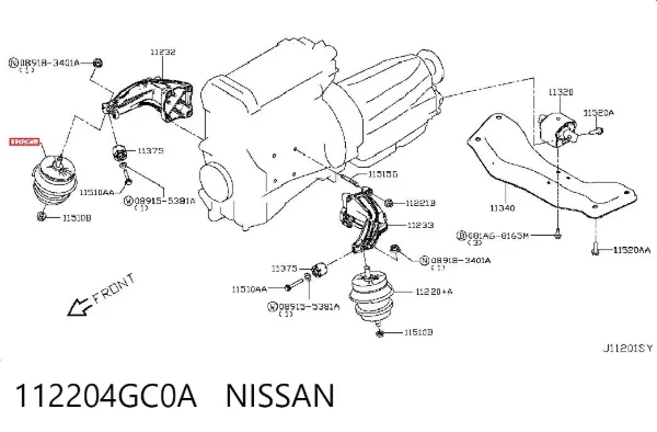 Coxim (suporte) direito de motor 112204GC0A Nissan/Infiniti