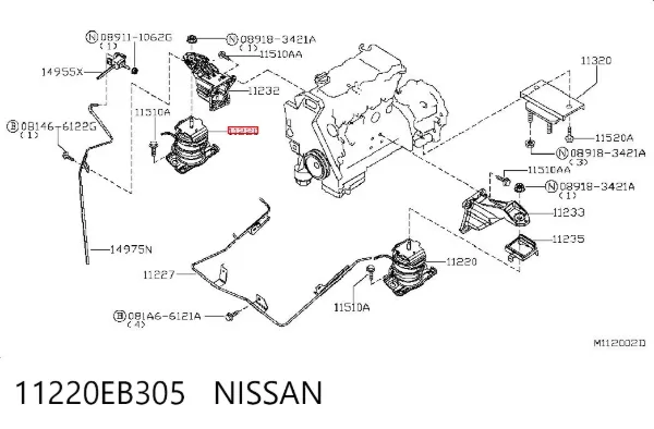 Coxim (suporte) esquerdo/direito de motor 11220EB305 Nissan/Infiniti