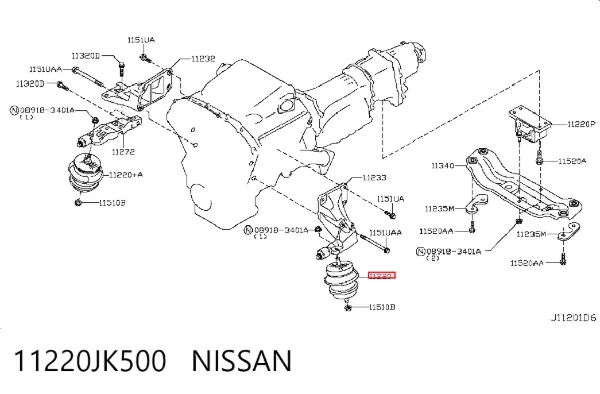 Coxim (suporte) esquerdo/direito de motor 11220JK500 Nissan/Infiniti