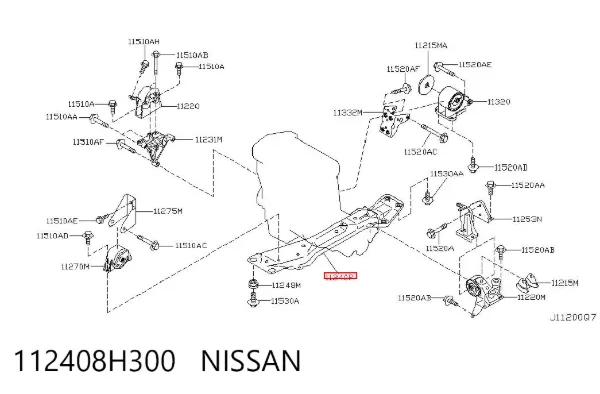 Viga de fixação de motor 112408H300 Nissan/Infiniti