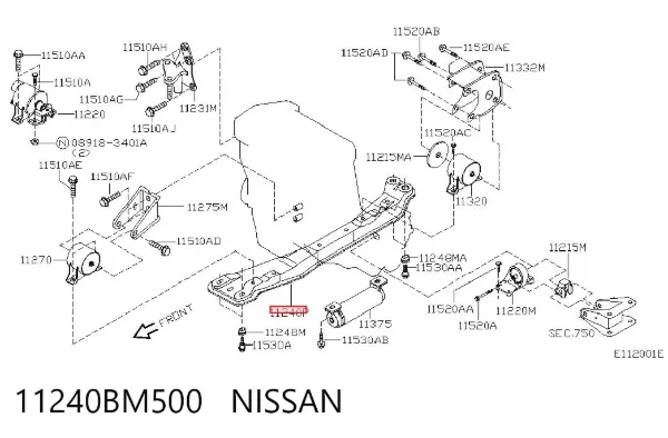 Viga de fixação de motor 11240BM500 Nissan/Infiniti