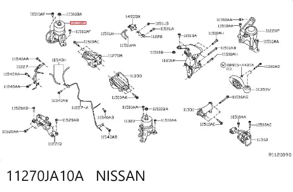 Coxim (suporte) dianteiro de motor 11270JA10A Nissan/Infiniti