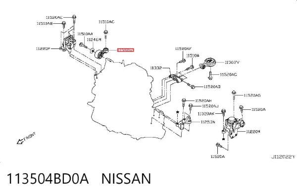 Coxim (suporte) superior de motor 113504BD0A Nissan/Infiniti
