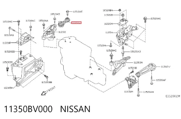 Coxim (suporte) direito superior de motor 11350BV000 Nissan/Infiniti