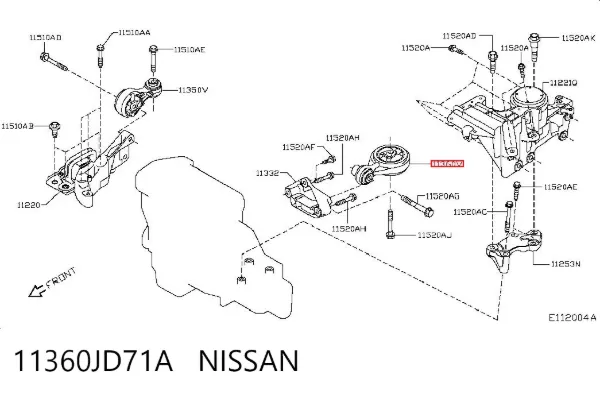 Coxim (suporte) traseiro de motor Renault Koleos HY0