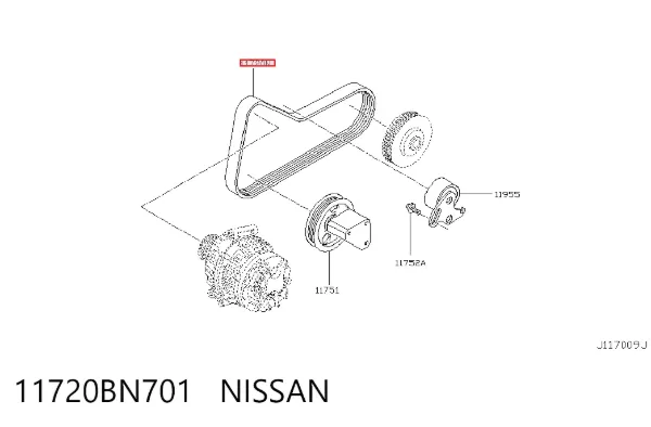 Correia dos conjuntos de transmissão 11720BN701 Nissan/Infiniti