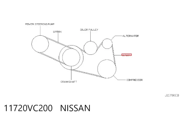 Correia dos conjuntos de transmissão 11720VC200 Nissan/Infiniti