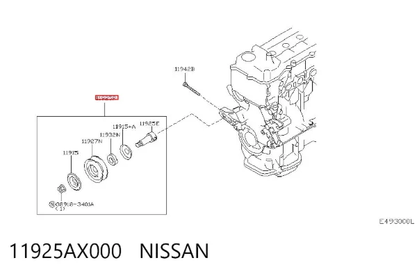 Correia dos conjuntos de transmissão, kit 11925AX000 Nissan/Infiniti