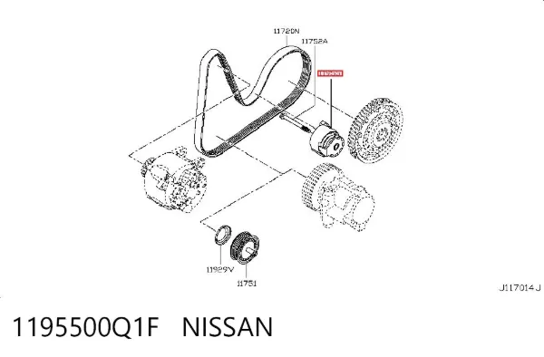 Reguladora de tensão da correia de transmissão 1195500Q1F Nissan/Infiniti