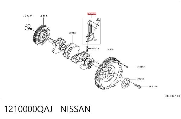 Biela de pistão de motor 1210000QAJ Nissan/Infiniti