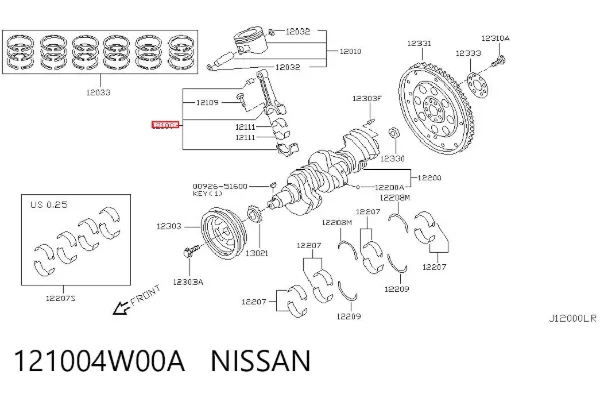 Biela de pistão de motor 121004W00A Nissan/Infiniti