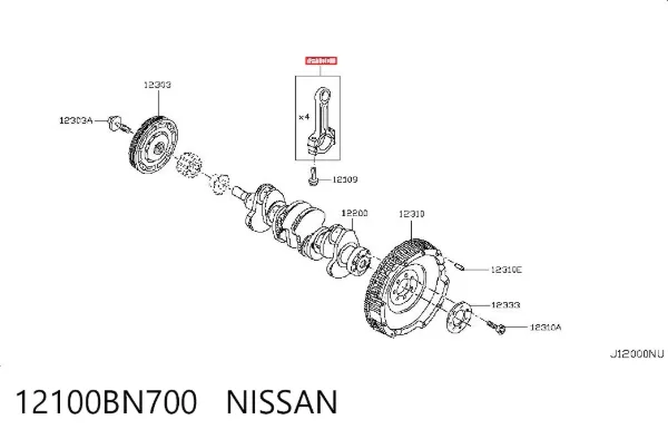 Biela de pistão de motor 12100BN700 Nissan/Infiniti
