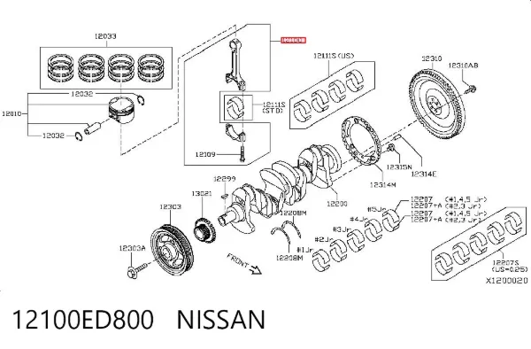 Biela de pistão de motor 12100ED800 Nissan/Infiniti