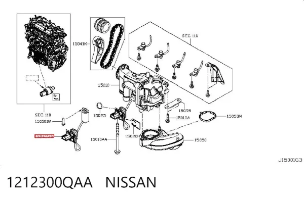 Válvula de regulação de pressão de óleo 1212300QAA Nissan/Infiniti