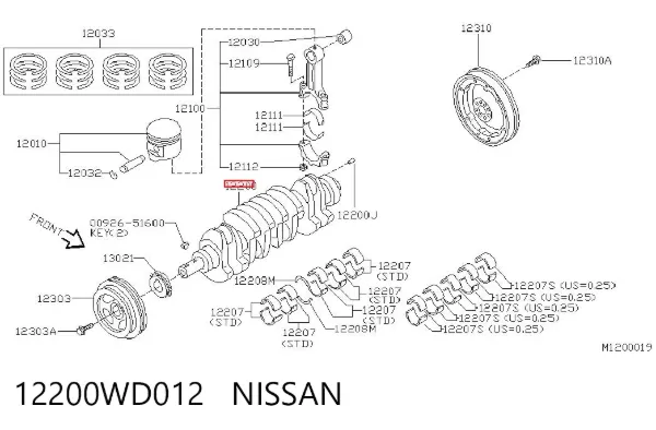 Cambota de motor 12200WD012 Nissan/Infiniti