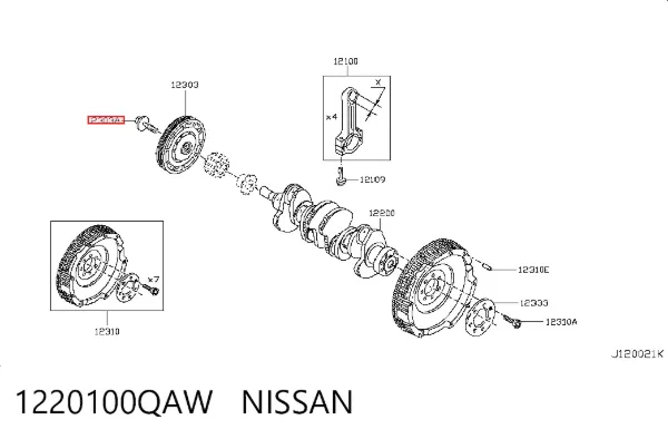 Parafuso da polia de cambota 1220100QAW Nissan/Infiniti