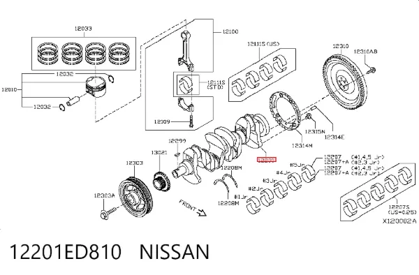 Cambota de motor 12201ED810 Nissan/Infiniti