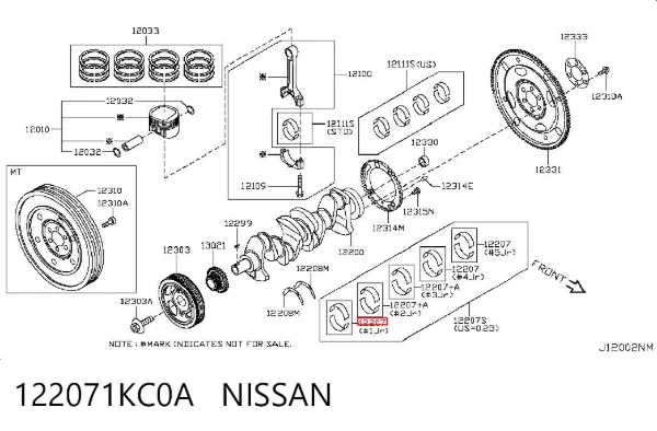Folhas inseridas principais de cambota, kit, padrão (STD) 122071KC0A Nissan/Infiniti