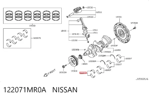 Folhas inseridas principais de cambota, kit, padrão (STD) 122071MR0A Nissan/Infiniti