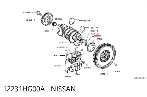 Rolamento de suporte da árvore primária da Caixa de Mudança (rolamento de centragem de volante) 12231HG00A Nissan/Infiniti