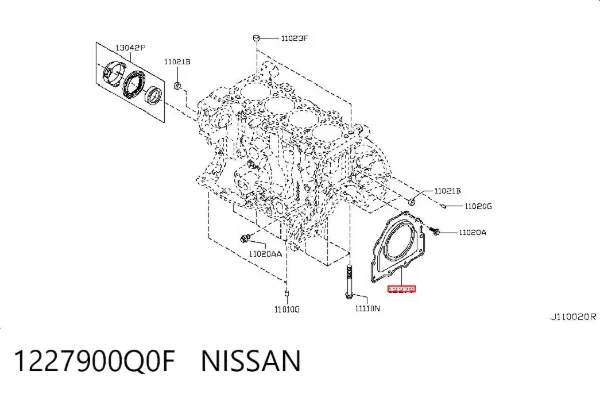 Vedação dianteira de cambota de motor 1227900Q0F Nissan/Infiniti