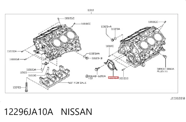 Vedação traseira de cambota de motor 12296JA10A Nissan/Infiniti