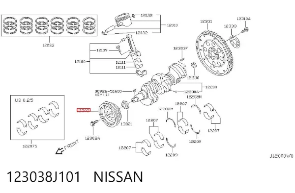 Polia de cambota 123038J101 Nissan/Infiniti