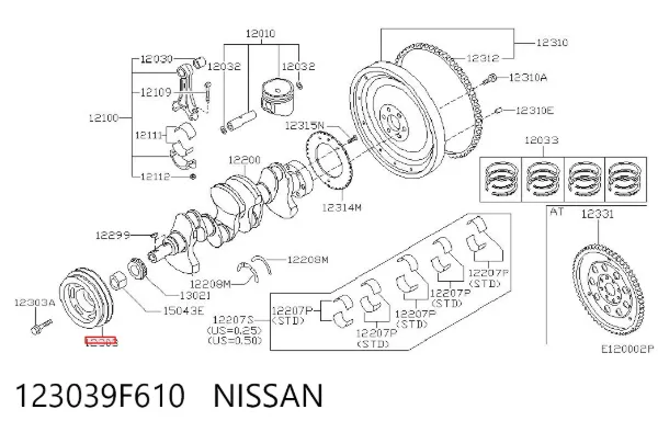 Polia de cambota 123039F610 Nissan/Infiniti