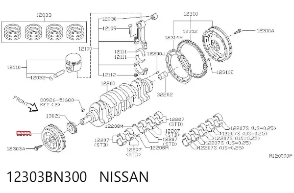 Polia de cambota 12303BN300 Nissan/Infiniti